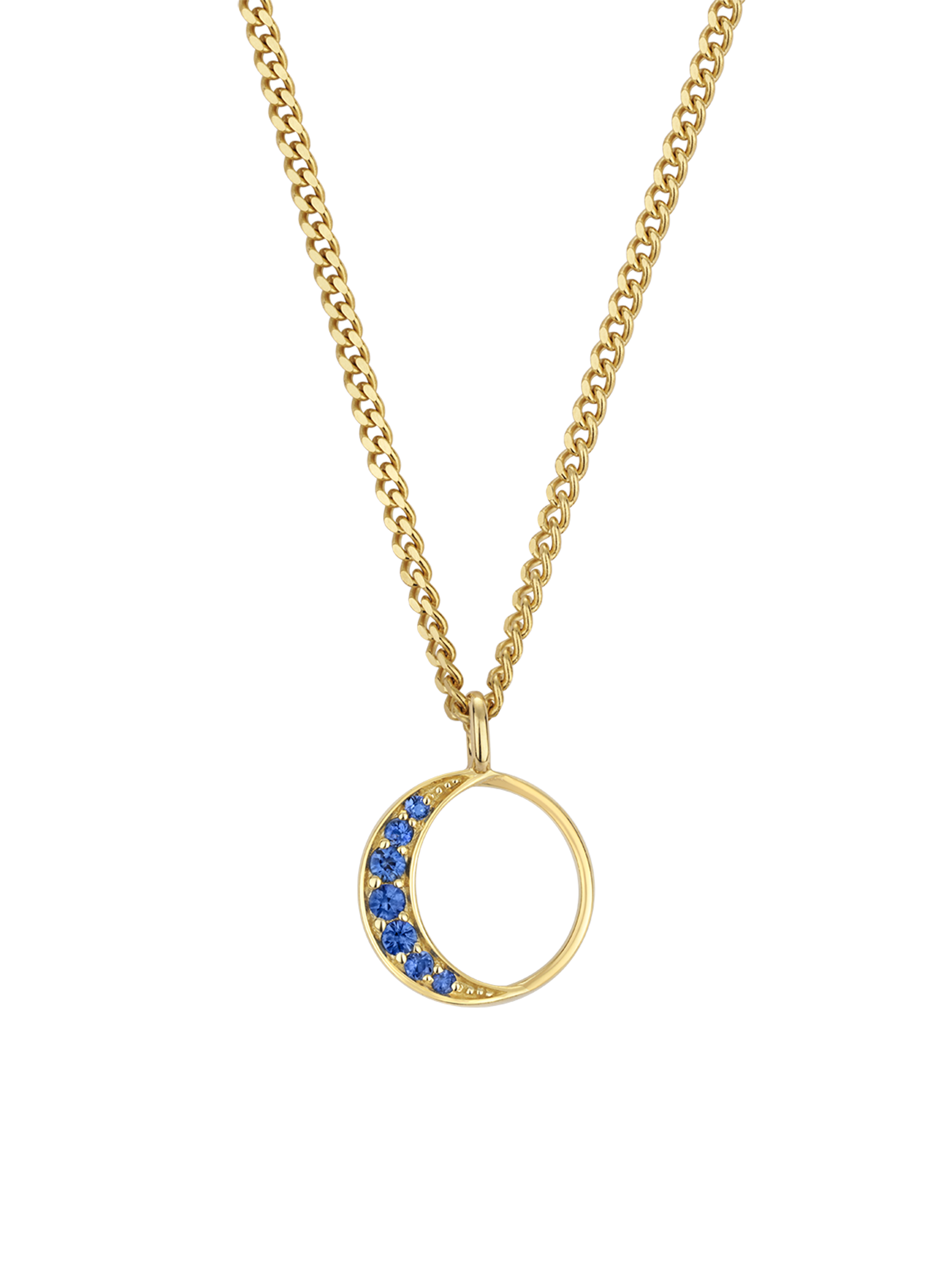 New moon blue sapphire necklace